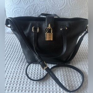 Authentic Dolce & Gabbana Black Shoulder Bag with Gold Lock